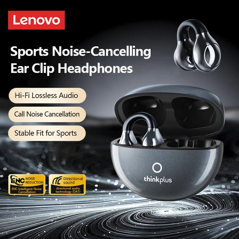سماعات رأس لينوفو LP25 PRO بلوتوث 5.4، مشبك أذن رياضي، سماعات رأس لاسلكية بعمر بطارية طويل، تقليل الضوضاء، ميكروفون HD - 4