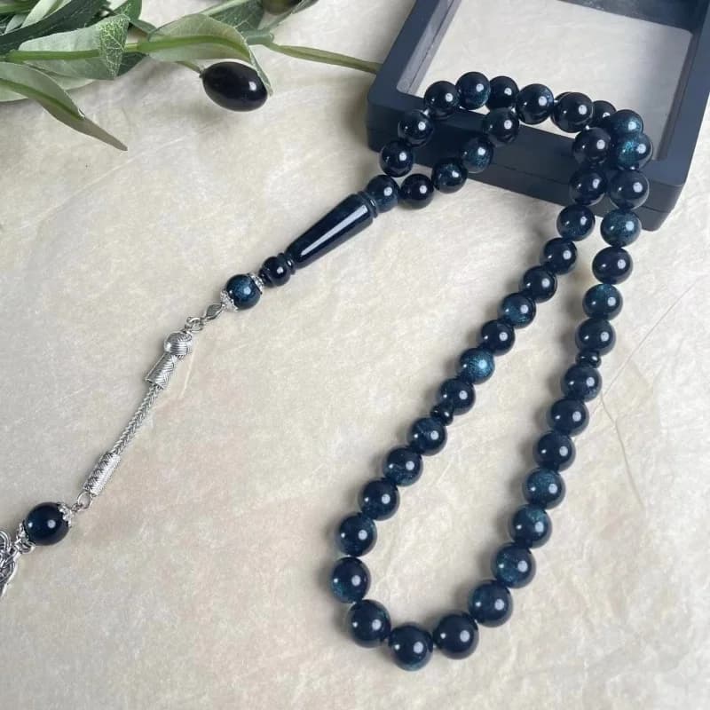مسبحة إسلامية 10 ملم 45 أكريليك تقليد شمع العسل ضوء النجوم سوار أذن واحد TASBIH ، مسبحة صلاة في الشرق الأوسط - 4
