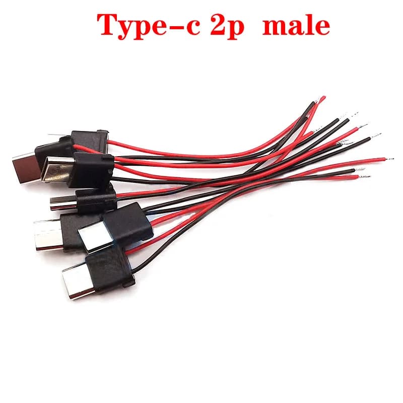 1-5 قطع موصل USB مقاوم للماء من النوع C ذو دبوسين مع موصل ذكر ضغط مباشر لبنك الطاقة