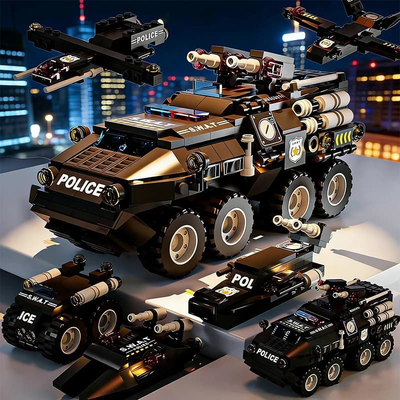Urban SWAT Armored Vehicle Building Blocks Military Tank Police Car Construction Set Boys DIY Toys Christmas Birthday Gift - 3