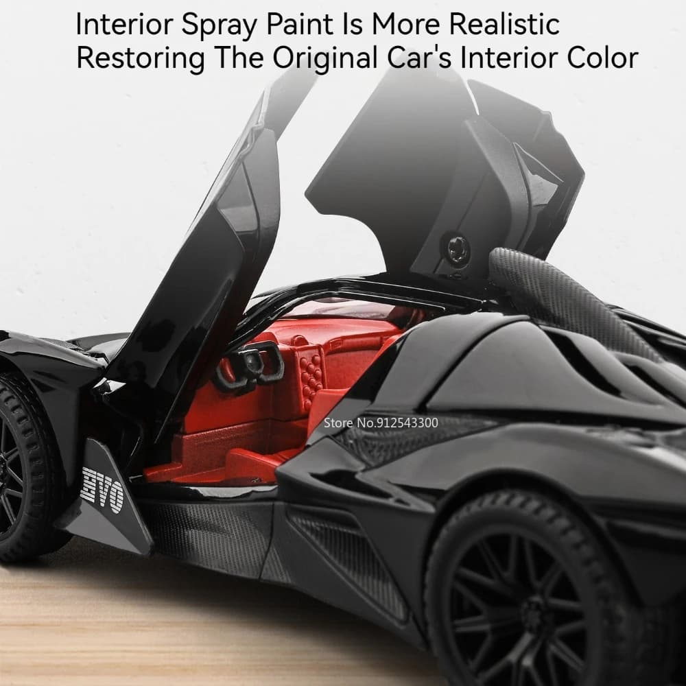 نموذج سيارة Apollo EVO IE مقياس 1:32، لعبة سيارات سوبر معدنية، أبواب قابلة للفتح، أفضل هدية للأطفال - 5