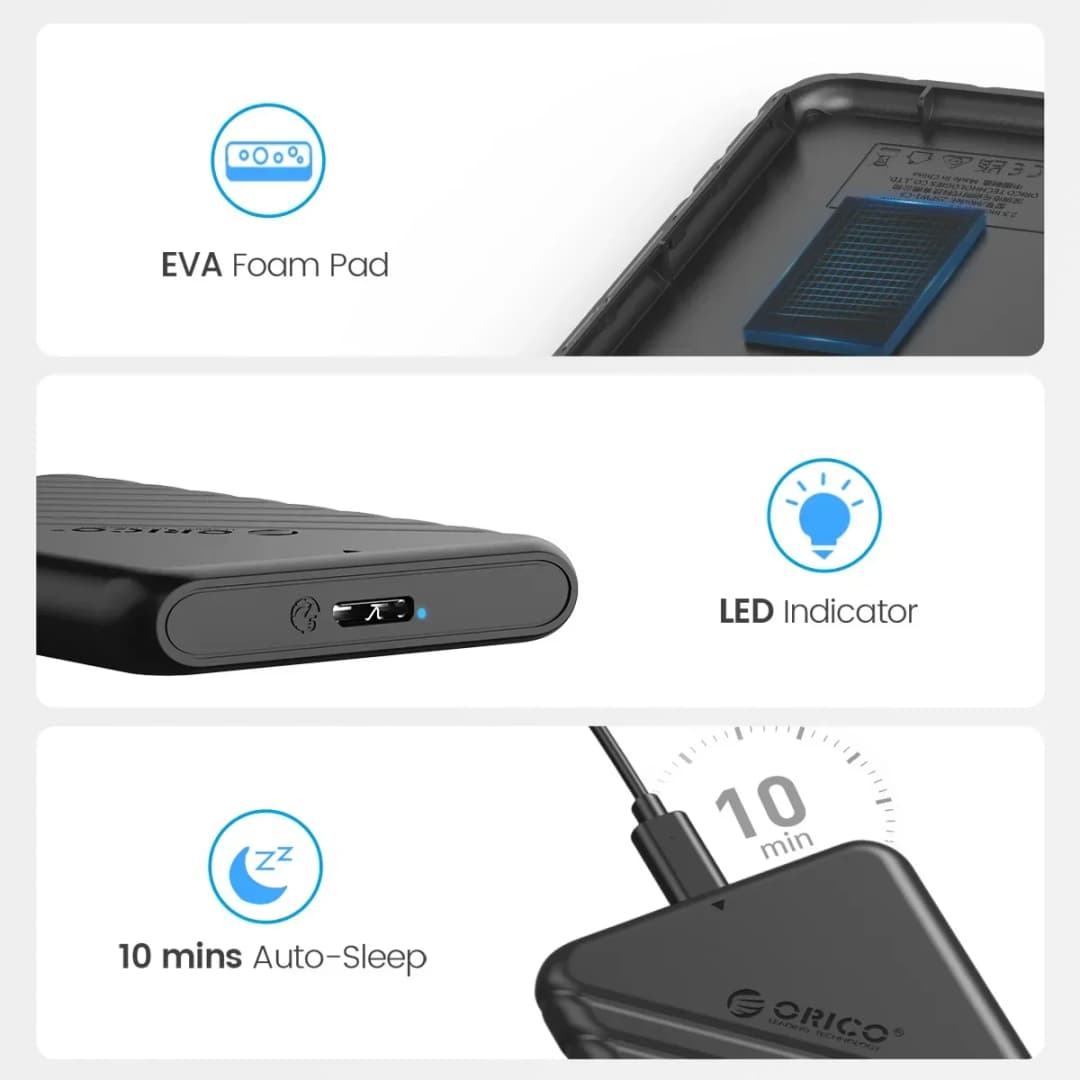 علبة قرص صلب ORICO 2.5 بوصة SATA إلى USB 3.0 Type-C علبة قرص صلب خارجي بسرعة 5 جيجابت في الثانية علبة SSD HDD سعة 6 تيرابايت - 6