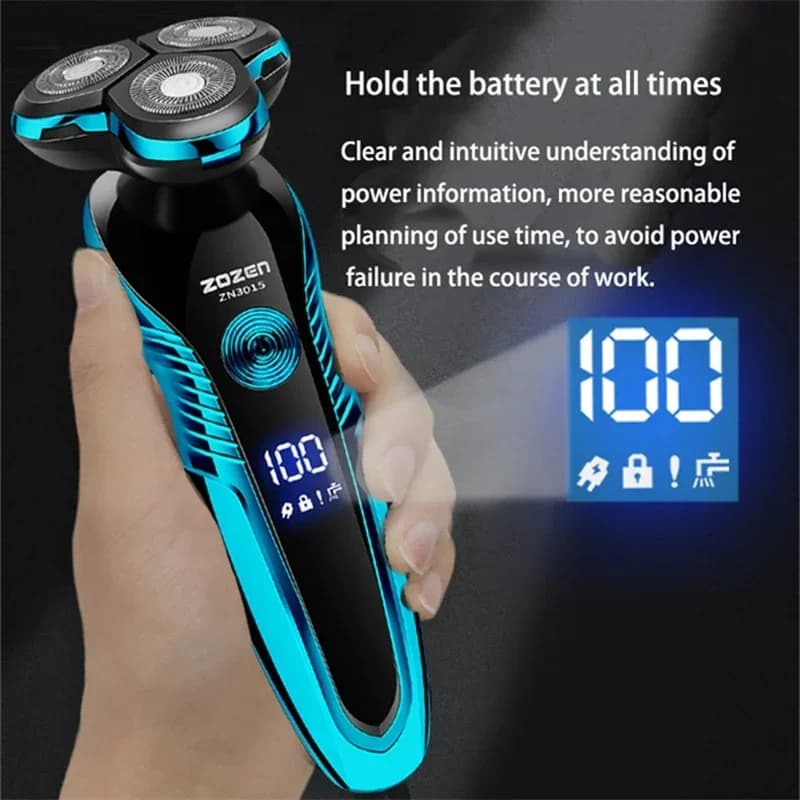 Men's Electric Shaver Rechargeable Electric Razor Hair Clipper Cutting Shaving Machine for Men Beard Trimmer Wet-Dry Dual Use - 3