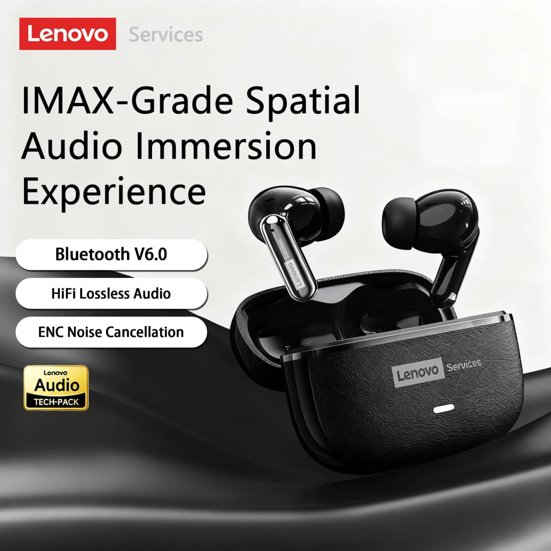 سماعات أذن لينوفو LE208 لاسلكية من الجلد بلوتوث 6.0 ENC تقليل الضوضاء سماعات رأس للألعاب منخفضة الكمون