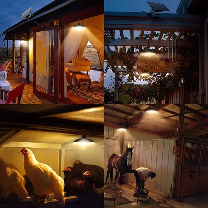 ضوء معلق يعمل بالطاقة الشمسية، مصباح LED مقاوم للماء، ثريا مزدوجة الرأس مع تحكم عن بعد للديكور الداخلي - 4