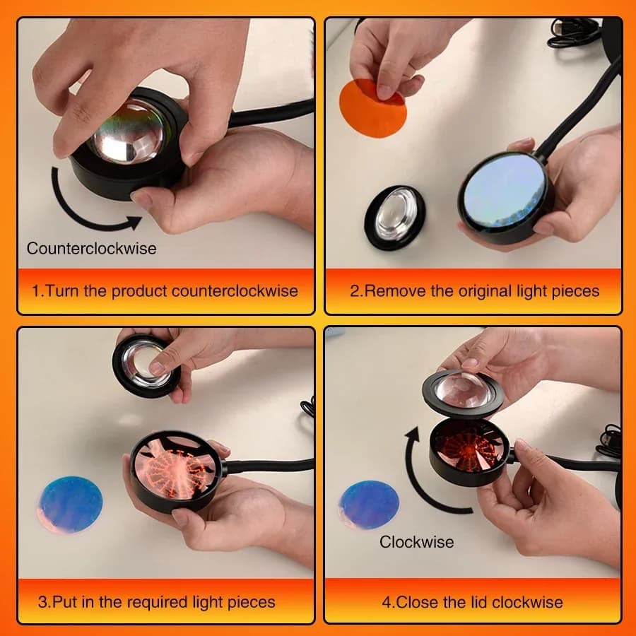 USB غروب الشمس مصباح غروب الشمس العارض المزاج ضوء غرفة المعيشة غرفة نوم ضوء الليل ديكور داخلي بار جو التصوير الخلفية - 4