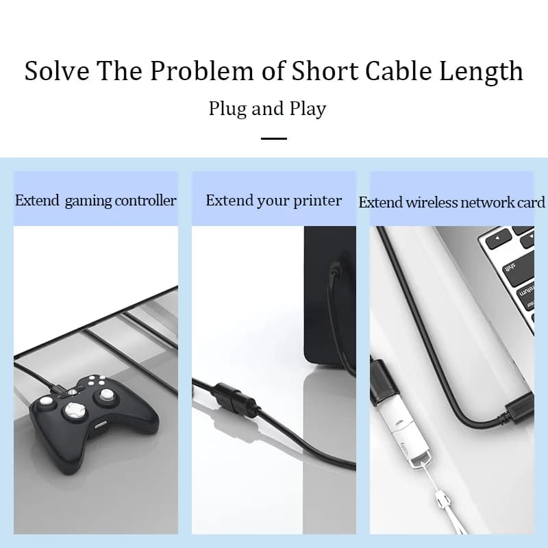كابل تمديد USB2.0 من CHOSEAL، ذكر إلى أنثى، كابل بيانات USB عالي السرعة، موسع للكمبيوتر ولوحة المفاتيح والطابعة والماوس، بطول 5 متر و3 متر - 4
