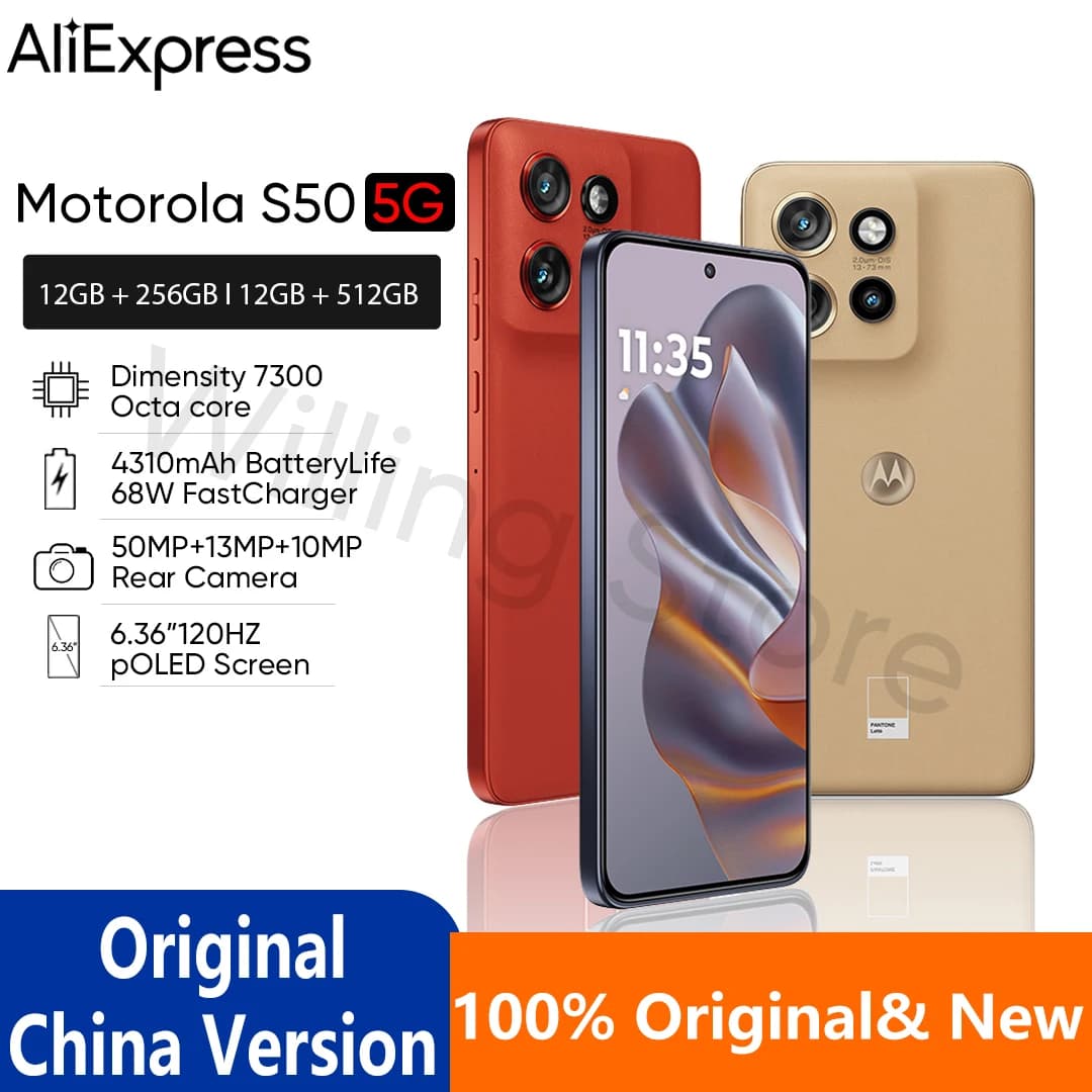هاتف موتورولا موتو إس50 ديمينسيتي 7300 5جي بشاشة 6.36 بوصة 120 هرتز P-OLED وبطارية 4310 مللي أمبير في الساعة وشحن 68 واط سوبر فووك وكاميرا 50 ميجابكسل مع دعم جوجل - 2
