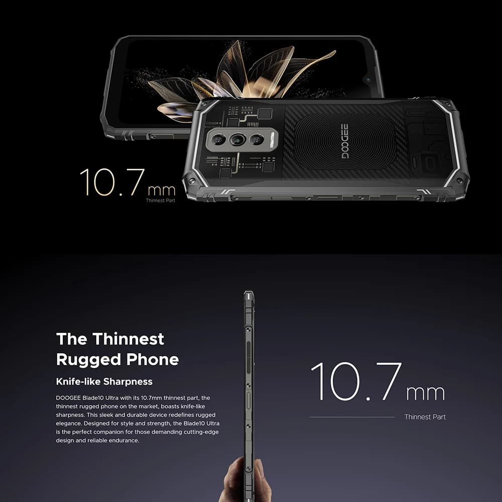 DOOGEE Blade 10 Ultra Smartphone 20GB(8+12) 256GB 50MP 10.7mm thin 6.56'' Display Rugged Cellphone NFC Android 14 Mobile Phone - 5