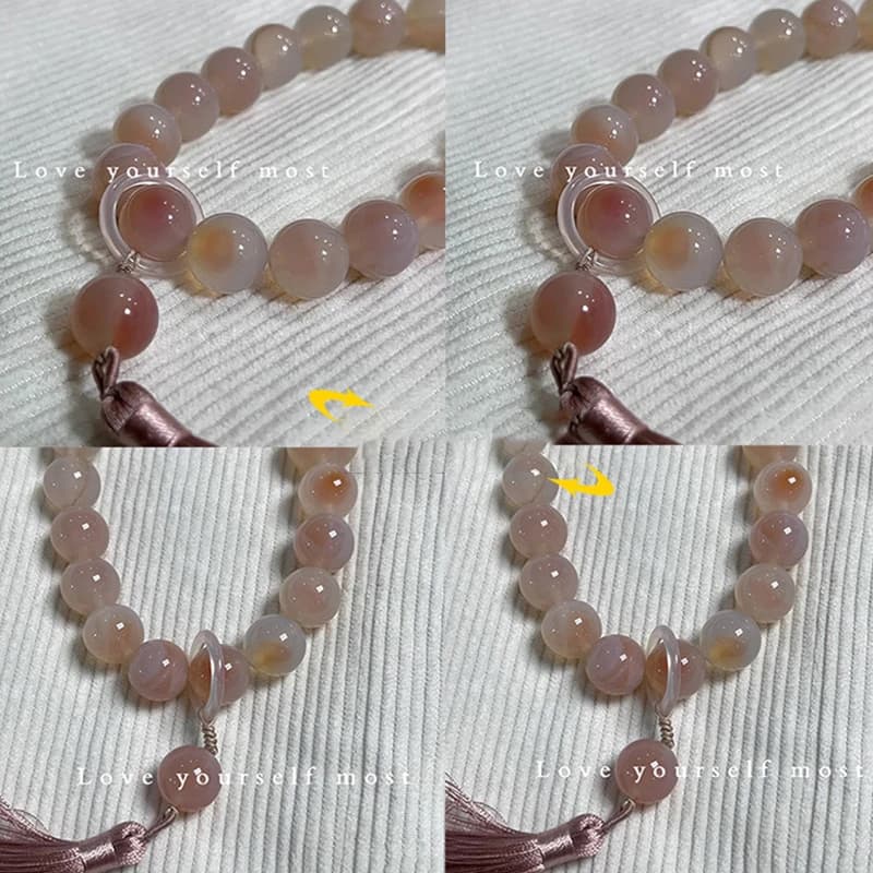 Green Jade Stone 12mm Beads Tassel Bracelet Necklace Tibetan Buddhist Mala Buddha Charm Rosary Yoga Men Woman Jewelry - 6