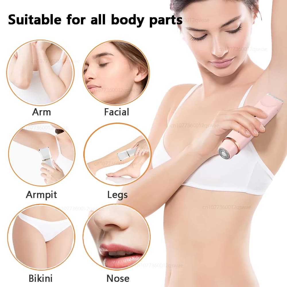 Electric Shaver for Woman Bikini Trimmer for Women Dual Head Electric Razor Waterproof Painless Bikini Shaver Pubic Hair Trimmer - 2