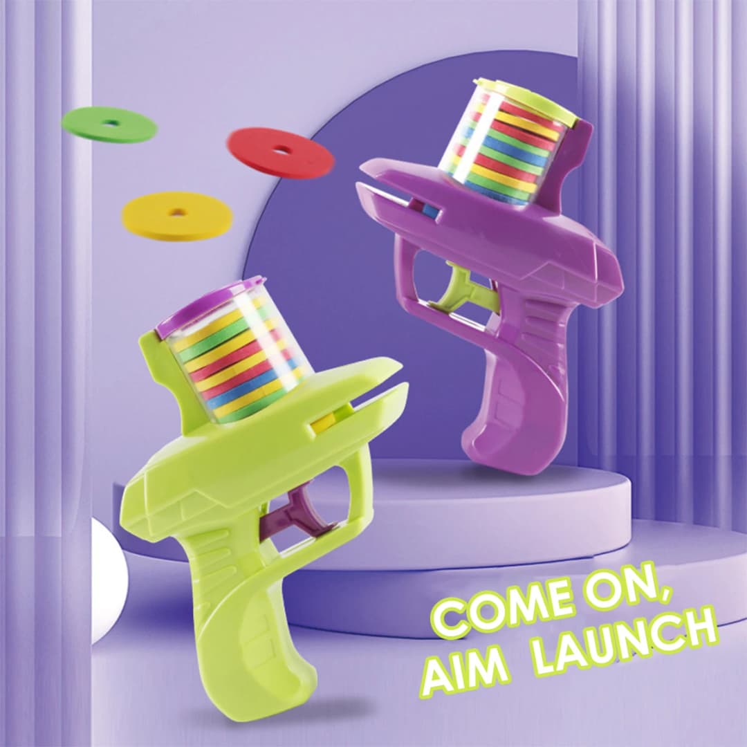 1 قطعة لعبة أطفال في الهواء الطلق لعبة مسدس القرص الطائر اطلاق النار قاذفة بندقية مزدوجة الوالدين والطفل لعبة أطفال تفاعلية للأولاد الهدايا - 2