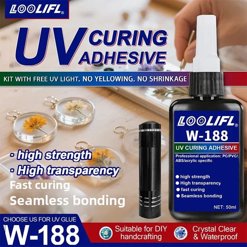UV Resin Kit with Light, Bonding&Curing in Seconds, 50g UV Resin Kit with UV Flashlight for Welding,Glass Light, Craft Decor,DIY - 2