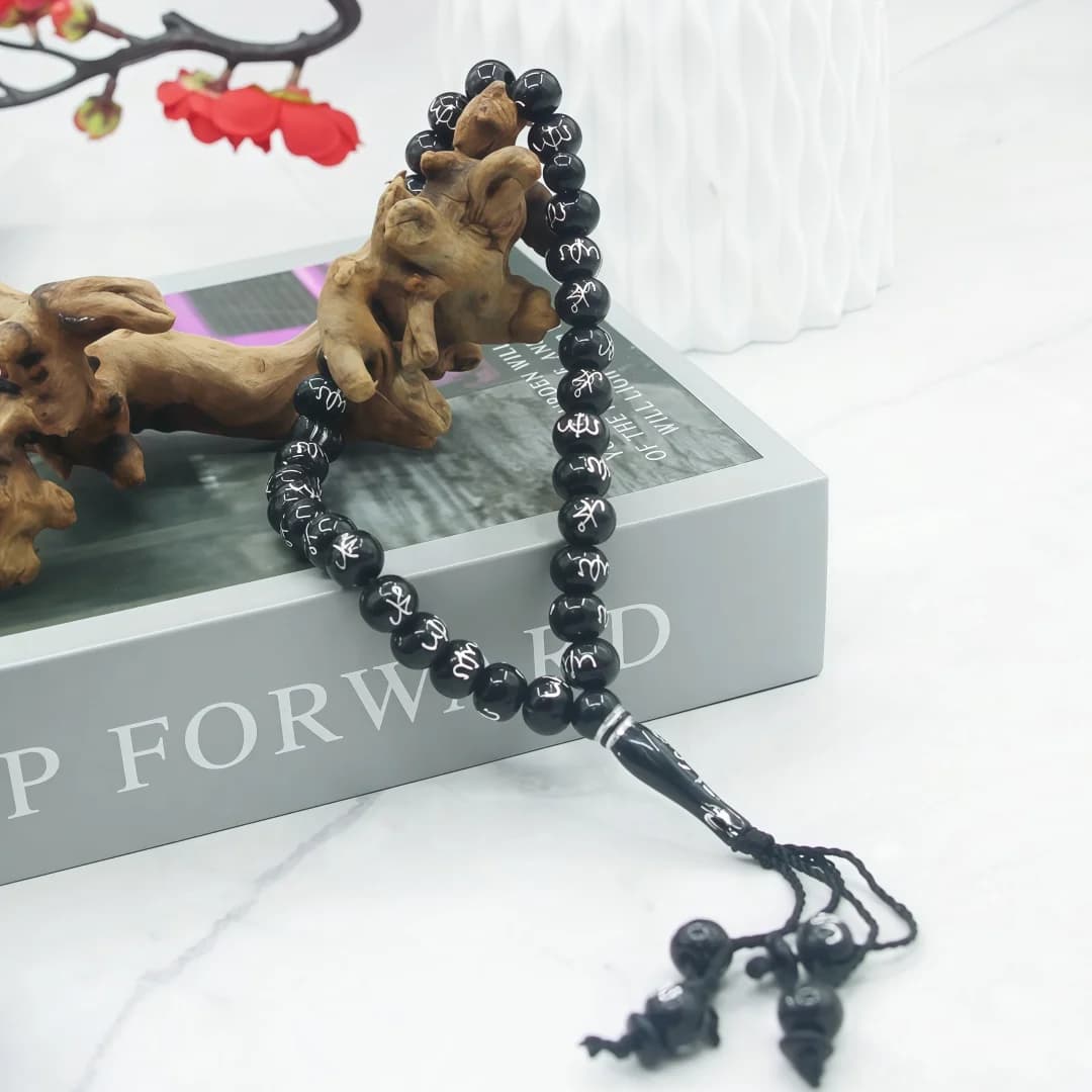 عبوة مكونة من 2 مسبحة مسلمة 12 ملم 33 حبة مسبحة صلاة إسلامية مسبحة عبادة إسلامية مسبحة صلاة هدية دينية لعيد رمضان - 3