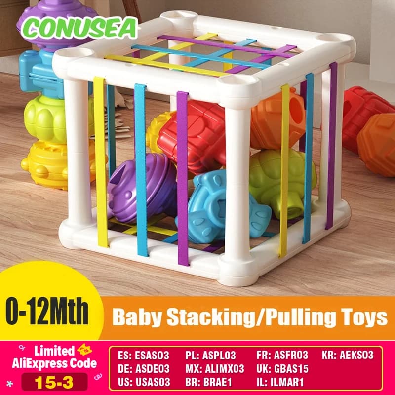 ألعاب أطفال مونتيسوري كومة كتل سحب ألعاب 0-12 شهرًا لون الظل التنمية الحسية تعلم ألعاب تعليمية للأطفال الرضع