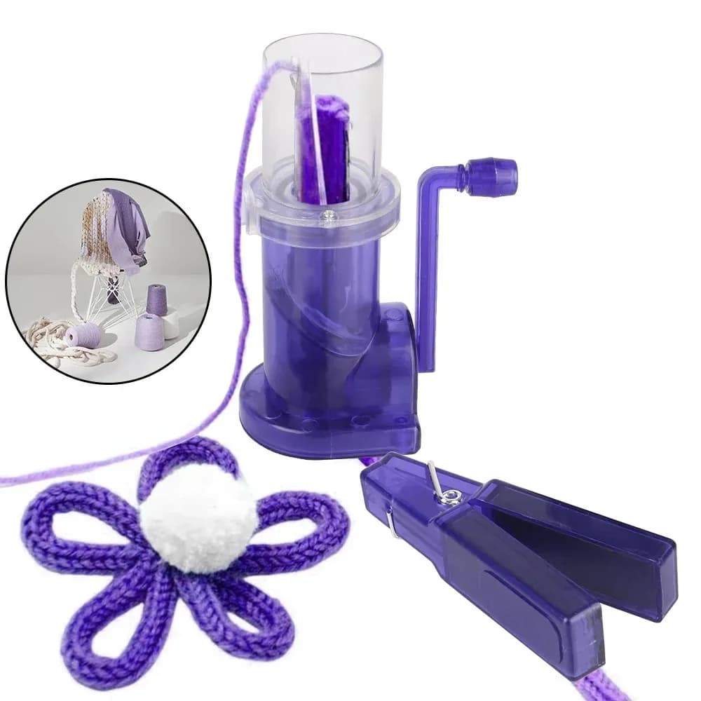 Portable Hand Knitting Machine Hand Crank Knit Loom for DIY Sweaters and Scarves Embellishment Tool with Accessories for Weaving - 2