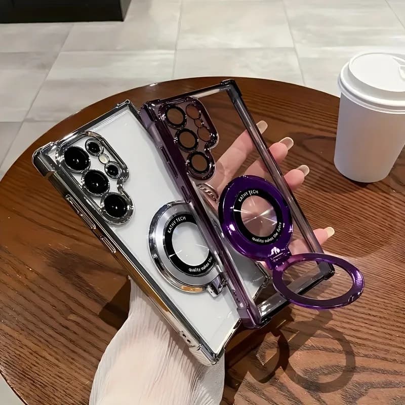 غطاء حافظة مغناطيسي مطلي شفاف لهواتف Samsung Galaxy S26 وS25 وS24 وS23 وS22 وS21 Ultra Plus وFE وA36 وA35 وA55 وA54 وA53 - 2