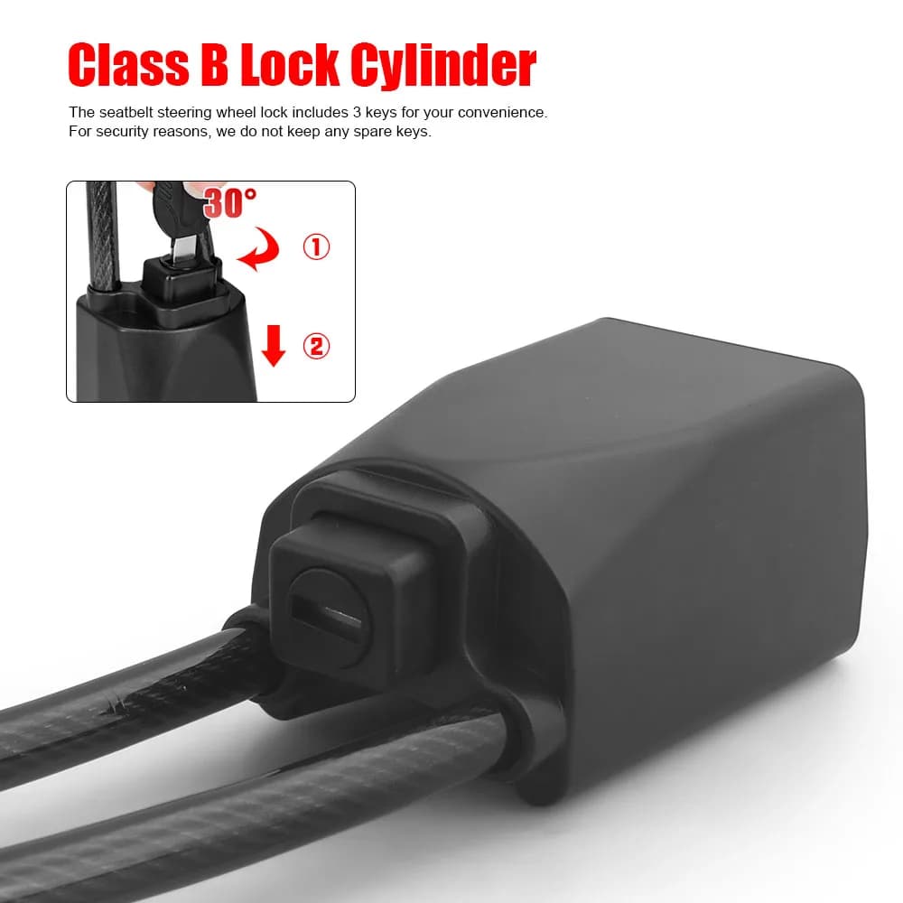 Car Steering Wheel Lock Universal Seat Belt Anti-Theft Lock With 3 Keys Anti-theft Device For Most Cars SUV Car Accessories - 6