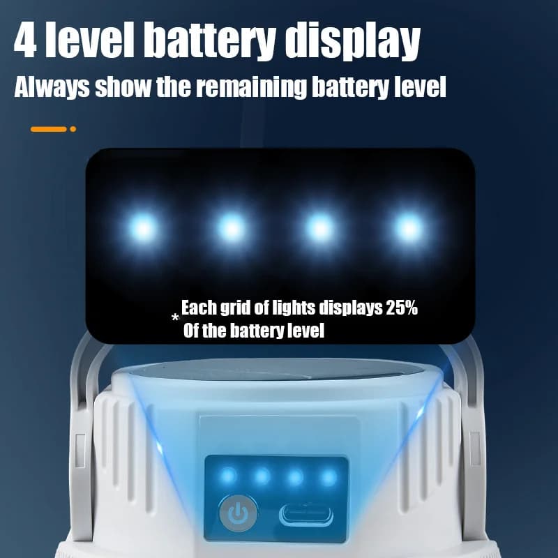 Solar Camping Lights Outdoor Waterproof Multifunctional Tent Flashlight Type-C And Solar Charge Atmosphere Light LED with Hook ﻿ - 4