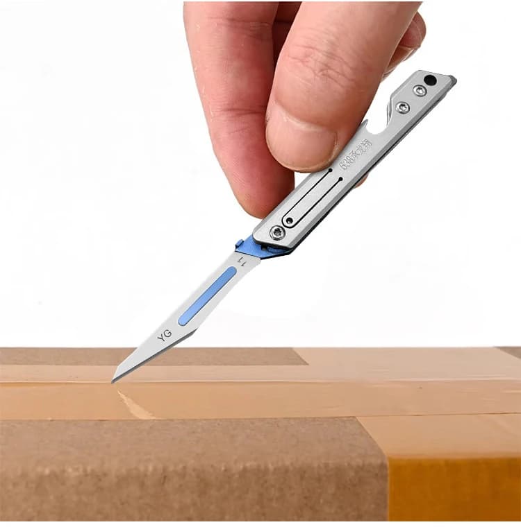 Stainless Steel Fast Open Scalpel MINI Folding Knife Outdoor Survival Camping Portable EDC Tool 10 Blade Free Bottle Opener - 6