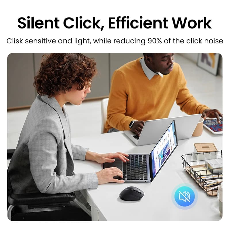 ماوس UGREEN لاسلكي بتقنية بلوتوث 5.4 و2.4 جيجاهرتز، تصميم مريح بدقة 5000DPI، متوافق مع ماك بوك والأجهزة اللوحية والكمبيوتر المحمول والكمبيوتر الشخصي - 4