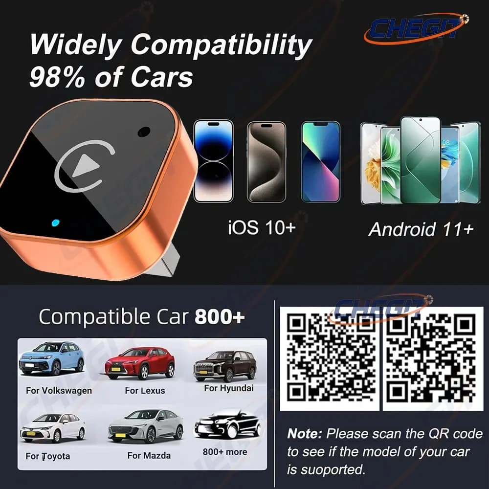 New Universal Wireless CarPlay Android Auto 2IN1 Wireless Adapter Smart Mini Box 5.8G WiFi Fast Connect Plug And Play - 6