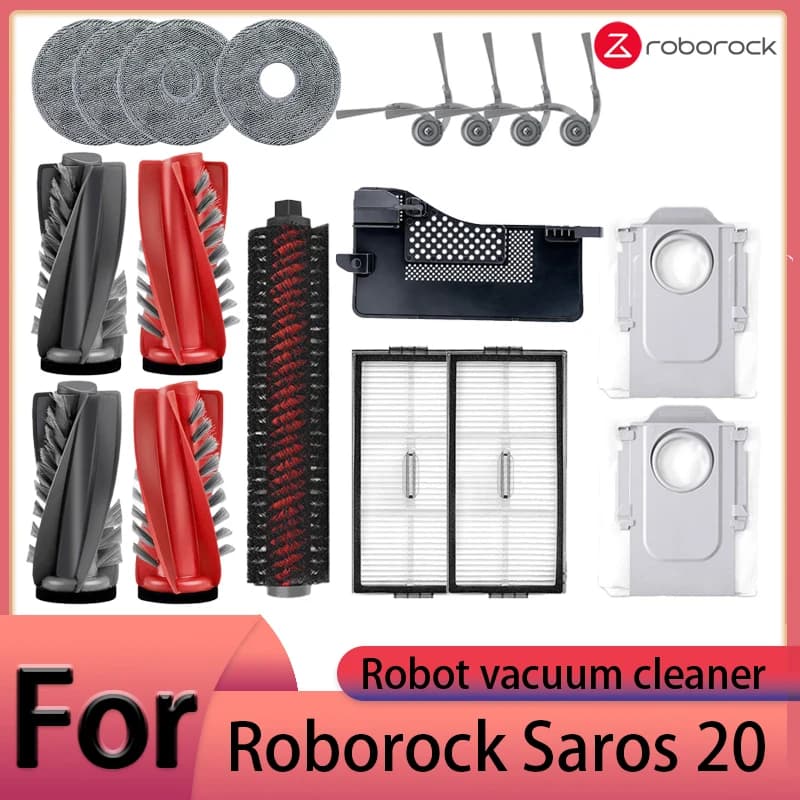 Roborock Saros 20 Robot Vacuum Cleaner Accessories Main Brush Side Brush HEPA Filter Mop Cloths Dust Bag Spare Parts