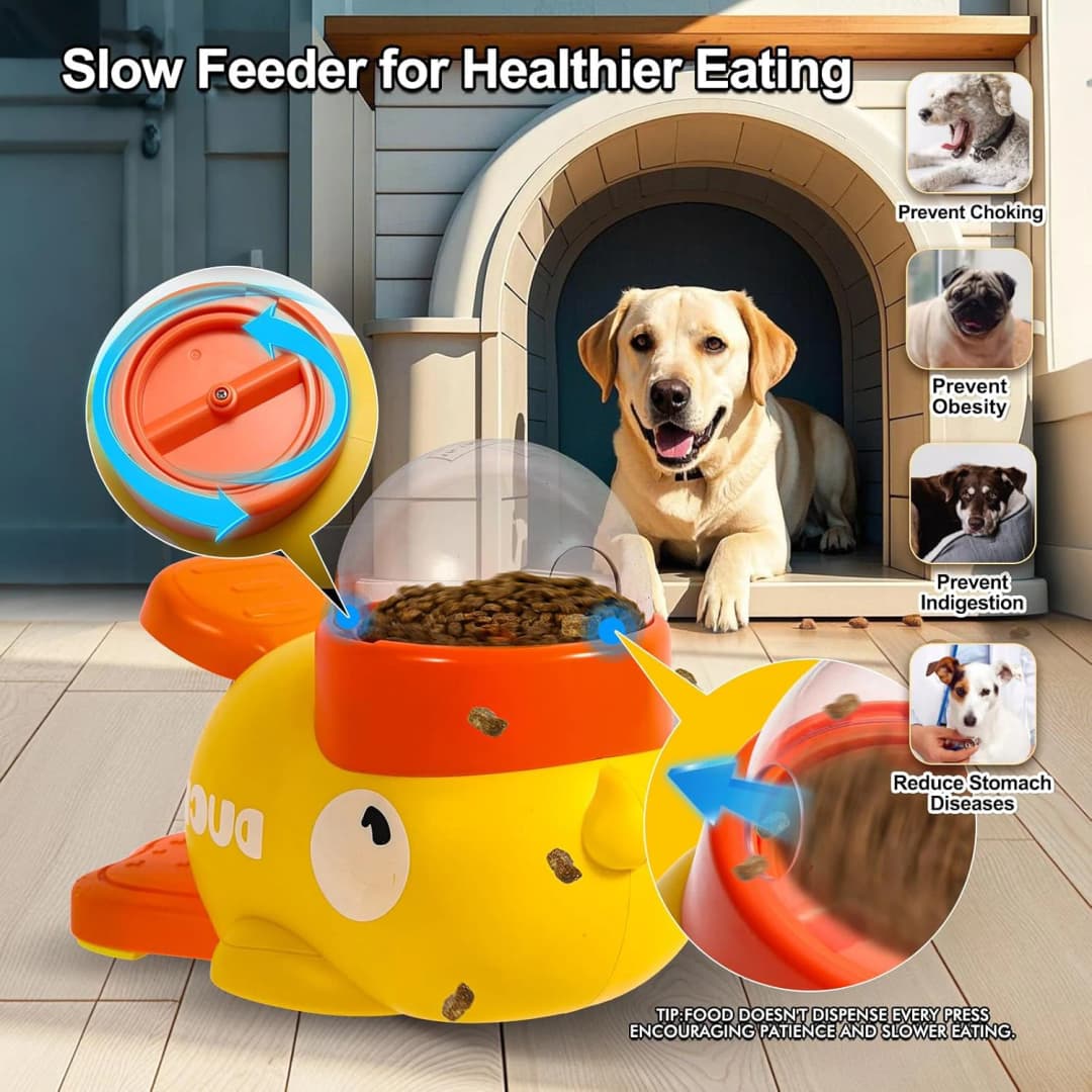 Pet Snack Feeder Dog Food Dispenser Automatic Feeder Puppy Cartoon Duck Design Used to Train Dogs Accessories Cats Cat Supplies - 2