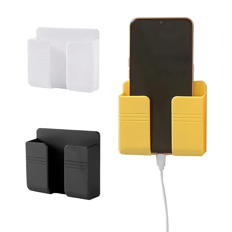 رف تخزين حائطي مع خطاف تعليق عالي الجودة من مادة ABS - حامل شاحن هاتف وجهاز تحكم عن بعد، منظم مطبخ منزلي