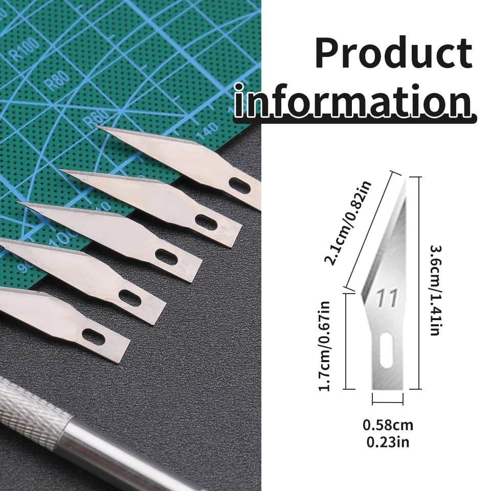 سكين قطع الجلد والنقش على المعادن، مع شفرات متعددة، لنحت الخشب والفواكه والحرف اليدوية - اصنعها بنفسك - 2