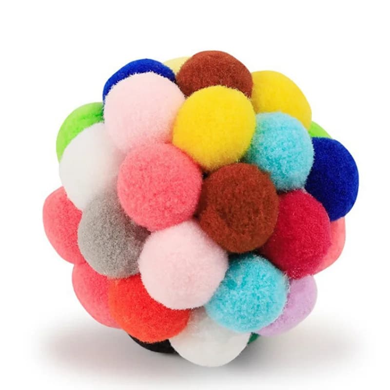 Cat Toys Cat Plush Ball Toy Pet Elastic Bell Ball Self Hi Ball Playing Cat Colorful  Woolen ball - 3