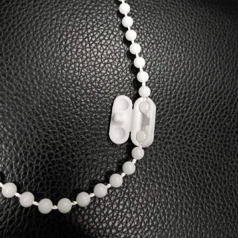 20 قطعة موصل سلسلة بلاستيكية بيضاء، حبات سلسلة ستائر رومانية عمودية، مشبك استبدال حبل الستائر - 3