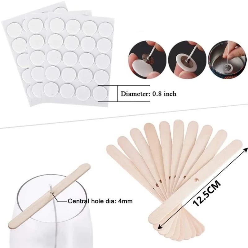 Candle DIY Making Kit 60/100pcs Candle Core Iron Paper+50/100 Soybean Wax Core with Metal Bracket  for Candle Making Accessories - 6