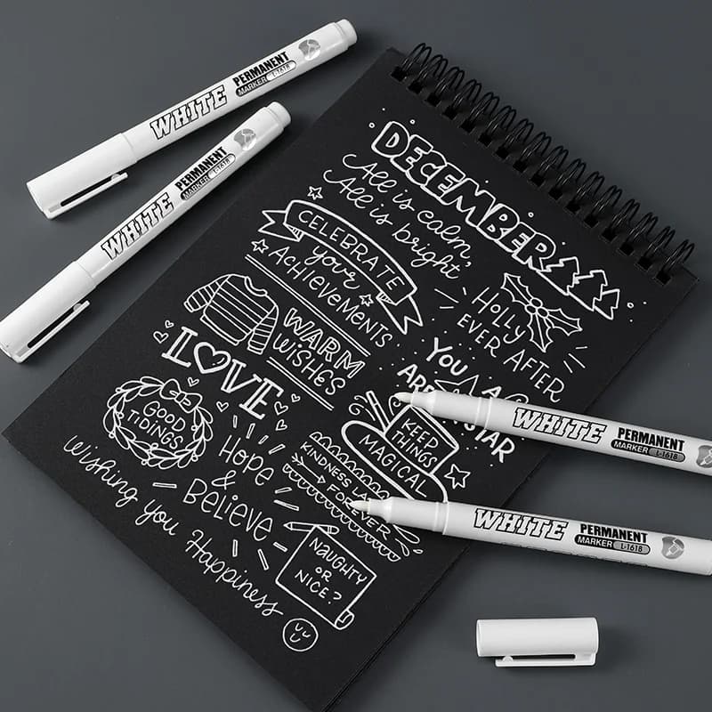 جديد 1/2/3 قطع قلم طلاء أبيض دائم مقاوم للماء من المعدن أقلام رسم فني جرافيتي أقلام نسيج خشب جلد 1 مم - 6