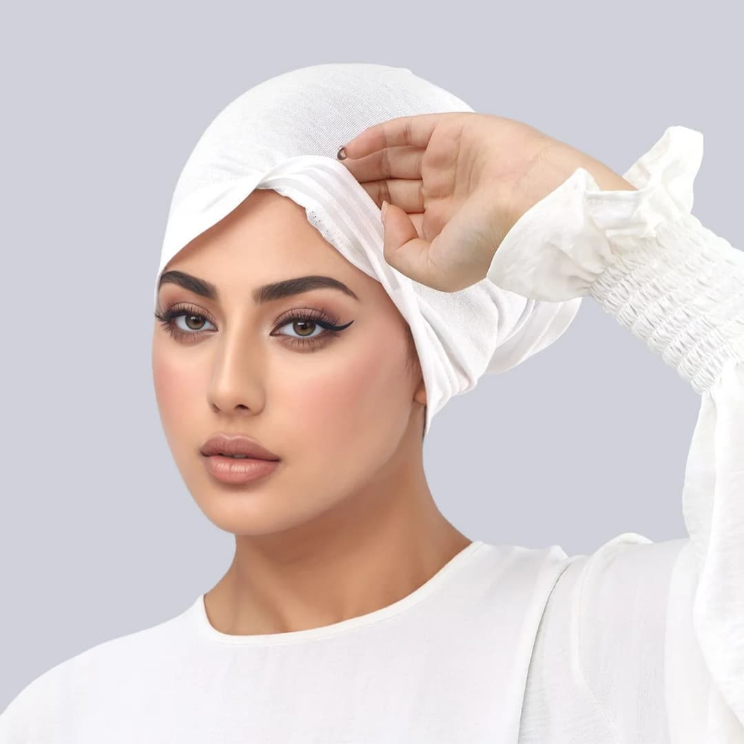 قبعة حجاب داخلية جديدة للنساء المسلمات مقاومة للانزلاق مع شريط مرن قابل للتعديل، متوفرة بألوان ثابتة وتصميم عملي - 5