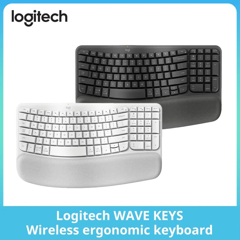 لوحة مفاتيح لوجيتك Wave Keys لاسلكية مريحة، بلوتوث وLogi Bolt، متوافقة مع ويندوز/ماك