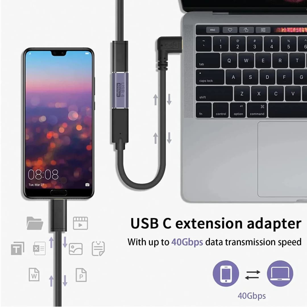 USB C Female to Female Coupler Coupler Extender 8K Video 100W Fast Charging For USB4 Cable Thunderbolt 4 40Gbps 3.2 OTG Adapter - 2