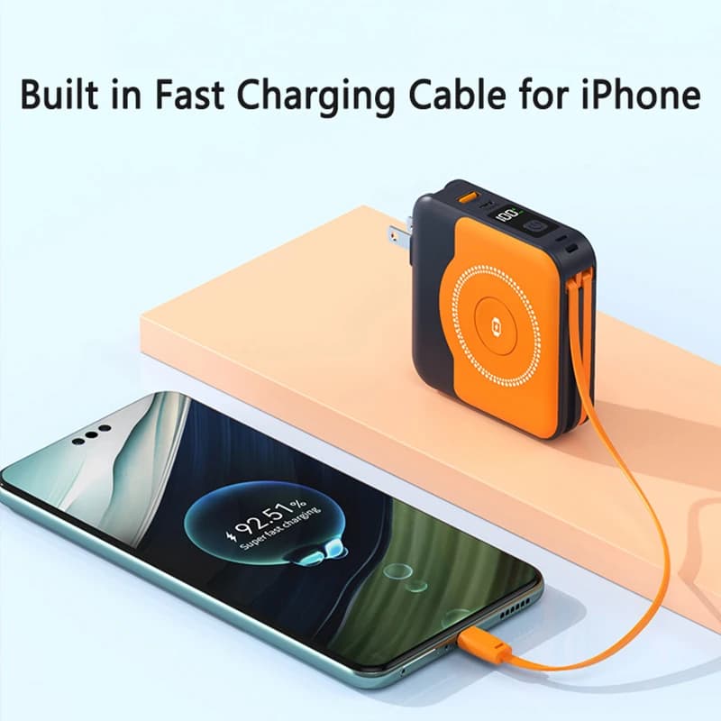 10000mAh Magsafe Power Bank with Cable Wall Charger Magnetic Wireless 22.5W Fast Charger for iPhone 16 iWatch Airpods Powerbank - 5