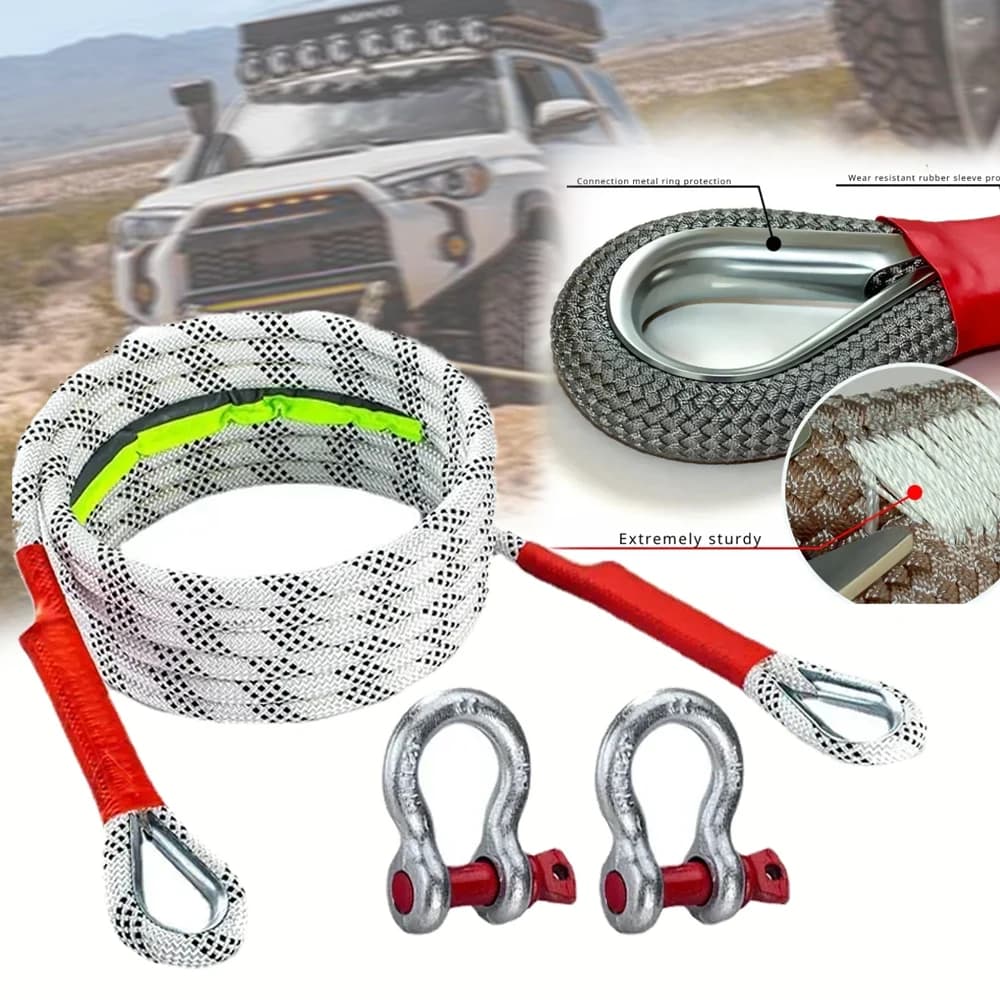 حزام سحب سيارة جديد إكسسوارات طرق وعرة 4x4 يمكنه سحب 20 طن من حبل الإنقاذ نسخة محدثة موثوقة ومقاومة للاهتراء