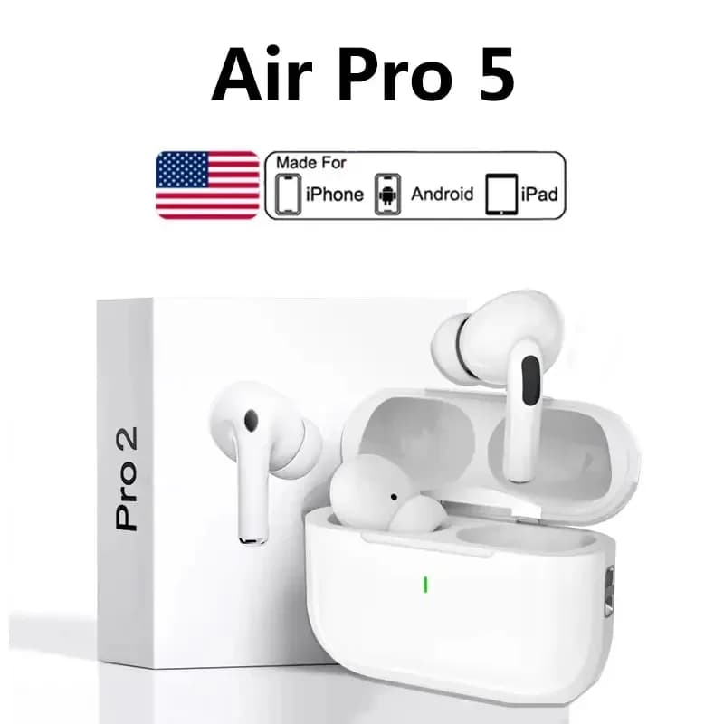 لسماعات AirPods Pro5 pro 5C الأصلية سماعة رأس لاسلكية تعمل بالبلوتوث سماعة أذن e داخل الأذن Tws سماعات ألعاب رياضية هواتف ذكية