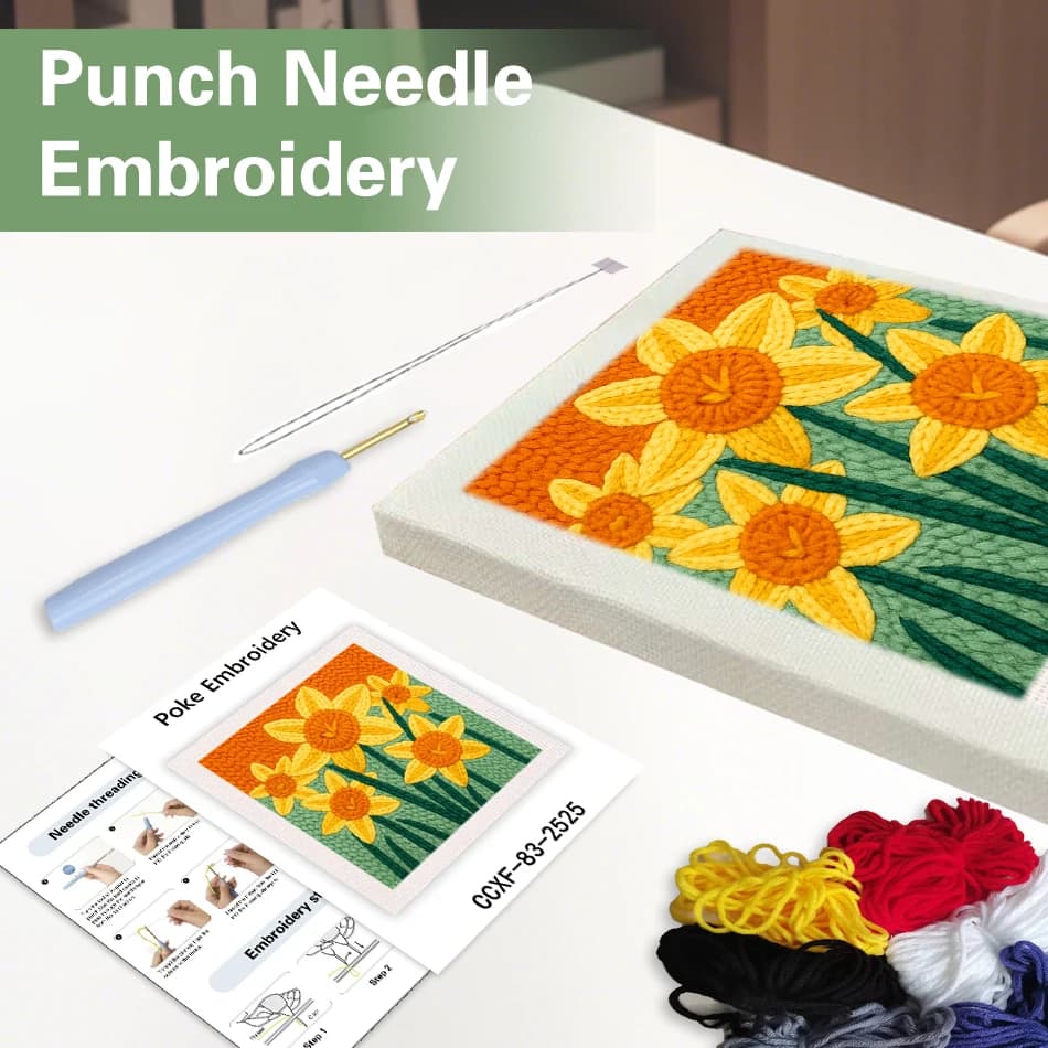 مجموعة بدء التطريز بالإبرة 25x25 سم مع نمط قطة للمبتدئين والبالغين كهدية ديكور يدوي - 5