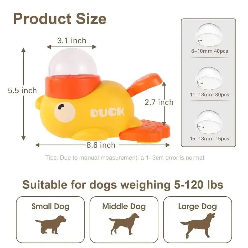 2-in-1 Interactive Dog Toy Pet Automatic Food Treat Dispenser Cartoon Duck Design Slow Food Pet Snack Feeder for Dog Training - 6