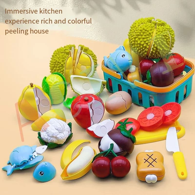 Kid Pretend Play Kitchen Fun Cutting Fruits and Vegetables Food Play House Set Puzzle Education Toys For Kids Boys Girls Gifts - 3