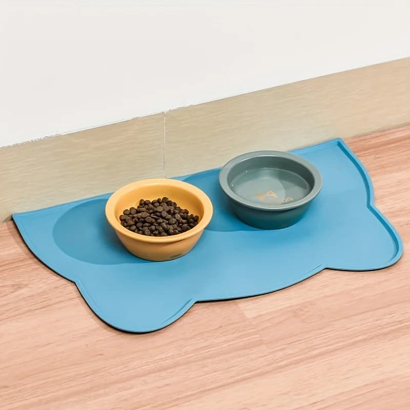 Pet Feeding Mat For Dogs & Cats, Thin Silicone Waterproof Cat Food Mat Cat Bowl Mat With Raised Edge, Cat Placemat - 3