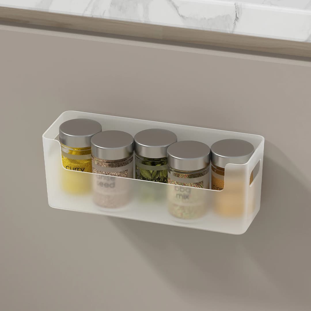 WORTHBUY الحائط لكمة الحرة الذاتي لاصق تخزين حامل أرفف خزانة الباب البلاستيك المنظم الرف اكسسوارات المطبخ - 6