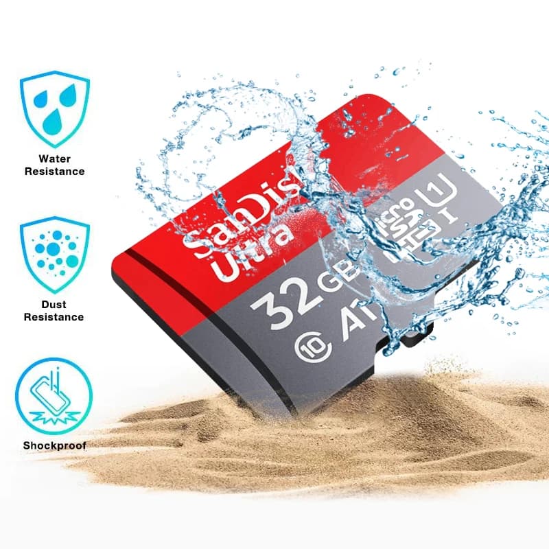 بطاقة ذاكرة Sandisk Ultra Micro tf SD بسعة 128 جيجابايت و32 جيجابايت و64 جيجابايت و256 جيجابايت، بطاقة ذاكرة فلاش SD/TF، بطاقة ذاكرة miniSD للهاتف