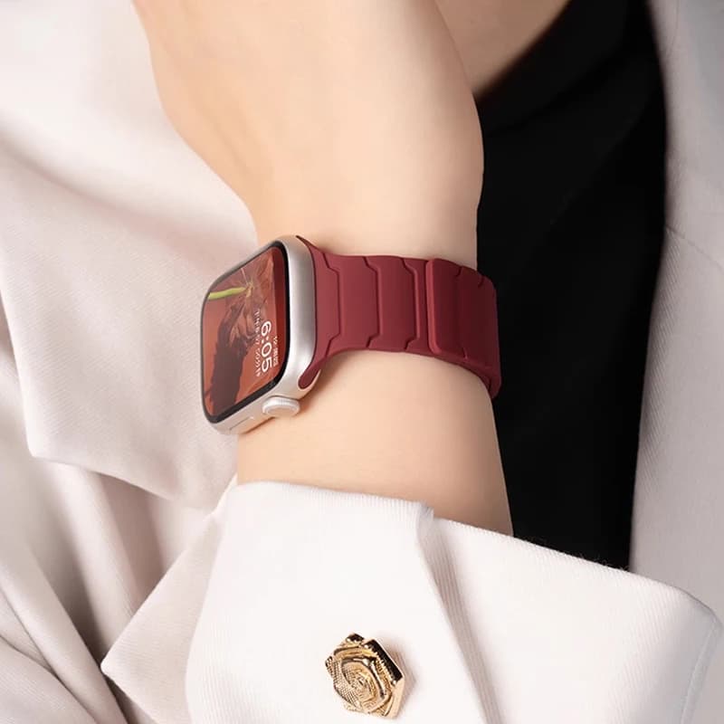سوار سيليكون مغناطيسي لساعة Apple Watch Ultra 2، مقاس 49 مم و45 مم و41 مم، سوار لساعات Iwatch Series 9/8/7/6/SE/5/4، مقاس 38 مم و42 مم و44 مم و40 مم - 2