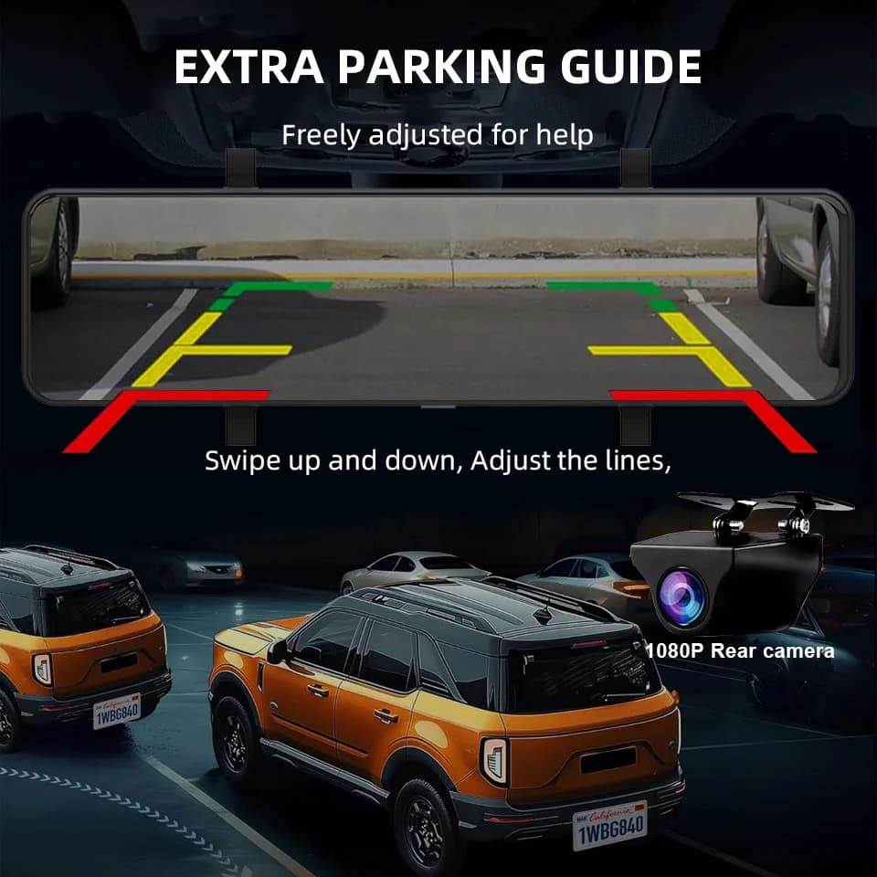 4K Rearview Mirror Driving Recorder Night Vision Loop Recording Dash Cam Optional 1080P Rear Camera Reversing Image Car DVR - 4