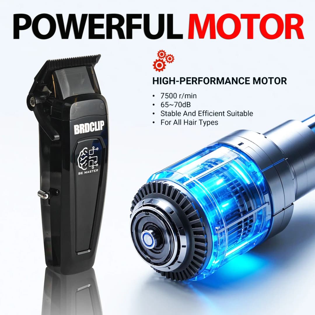 ماكينة حلاقة كهربائية احترافية BRDCLIP BRD 106، ماكينة تشذيب شعر للرجال، 7500 دورة في الدقيقة، مع قاعدة وشفرات DLC قابلة للتعديل - 3
