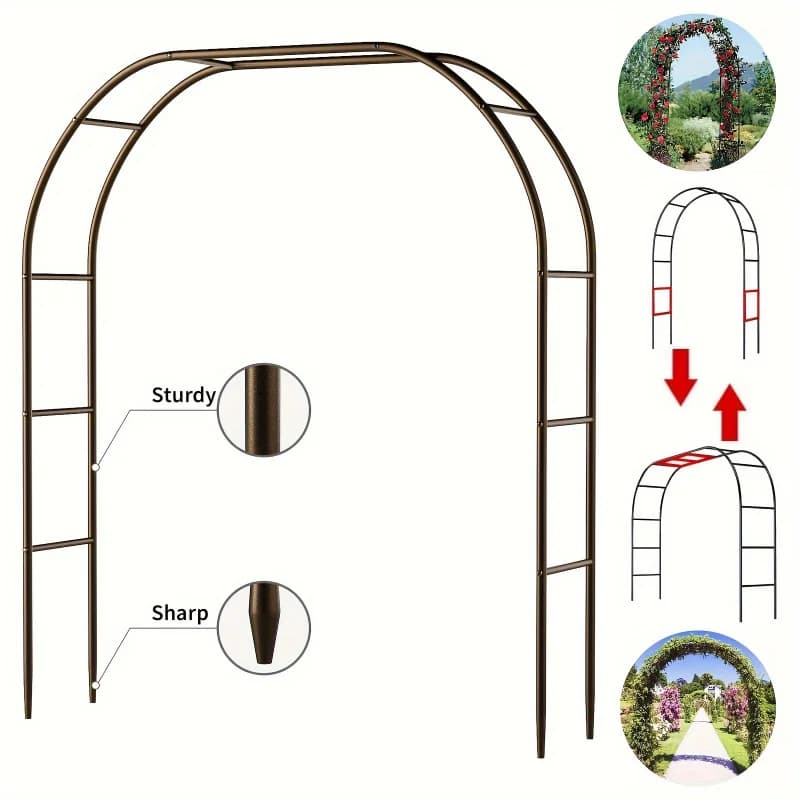 1pc, Metal Garden Arch, 100inch Large Size Heavy Duty Steel Frame Garden Arch With Gothic Style, Wedding Arch Lawn Rock Climbing - 2